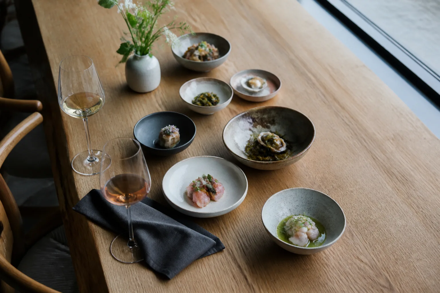 Tasting table setting at Aurora Travel Guide